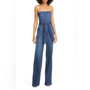 A+O denim strapless jumpsuit